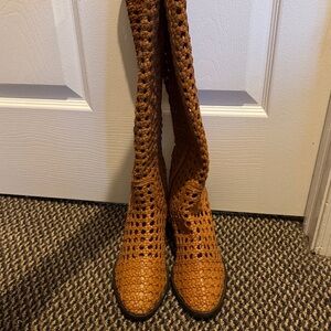 Free People Woven Heeled Boots - Tan